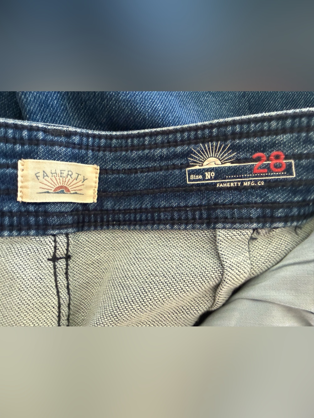 FAHERTY Harbor Wide Leg Jeans Stretch Terry High Rise Blue Denim 28 - Picture 6 of 7